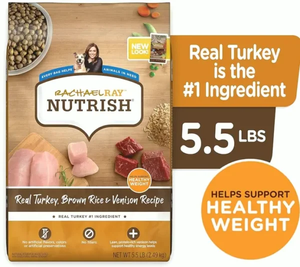 Rachael Ray Pet Food, Turkey, Brown Grain & Venison Diet Plan, 5.5 lb Bag