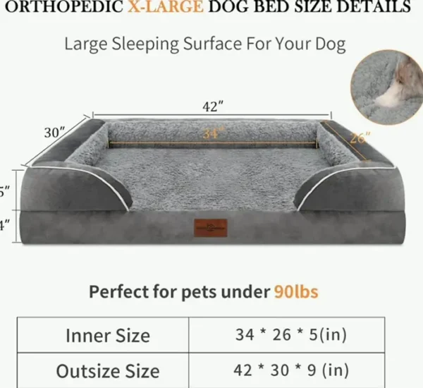 Durable Supportive Foam Dog Bed for XL Canines