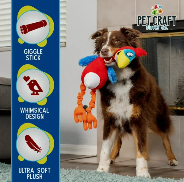 Animal Craft Laughing Puffin & Macaw Interactive Dog Playthings