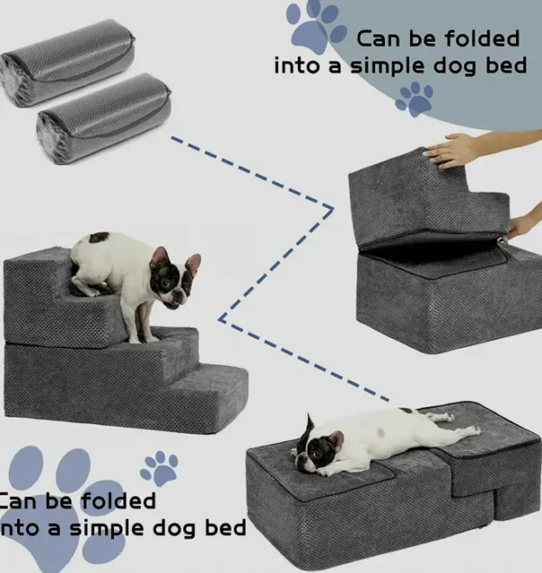 Versatile Pet Stairs - Removable Cushion 4-Step