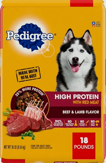 Pedigree High Protien-rich Dry Dog Chow Beef and Lamb 18-lb Bag