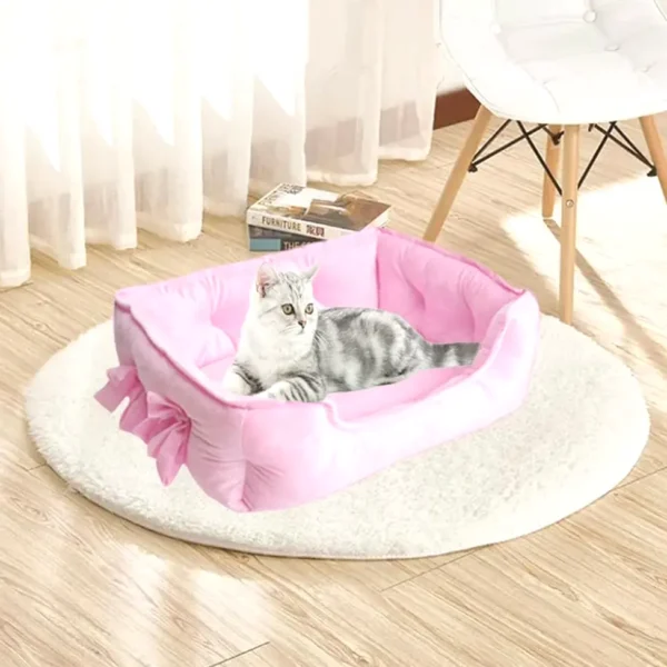 Cute Princess Dog Bed, Soft Bowknot Bed for Small Pets