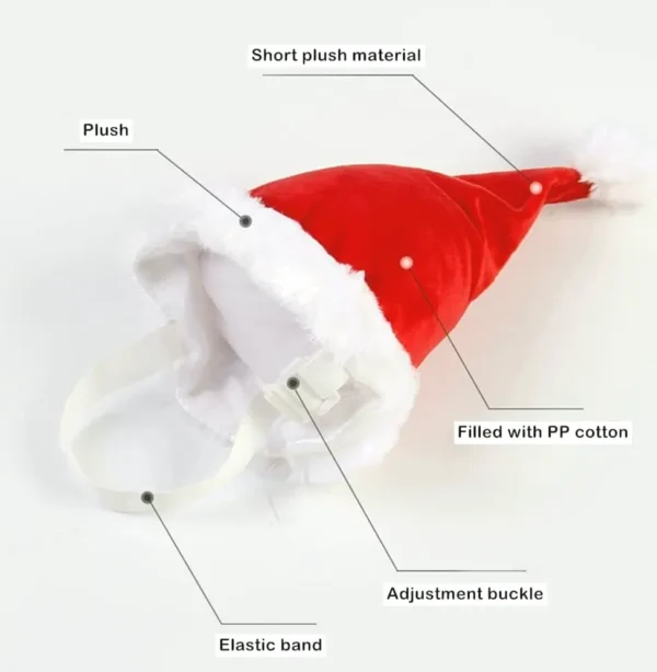 Flexible 3D Santa Cap for Dogs and Felines (Large)