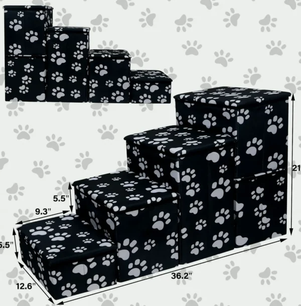 Pet Steps with Storage for Small and Large Dogs - Foldable, 21 Inch High