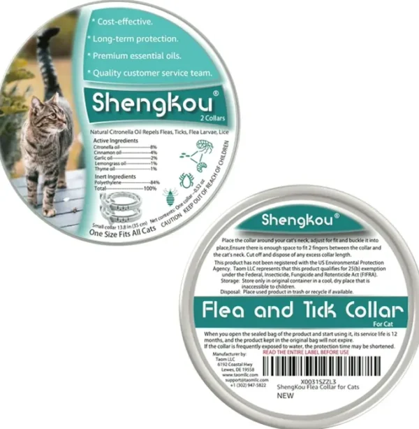 Flea & Tick Collar - Year Safety, High-Quality Plant Oils, Waterproof