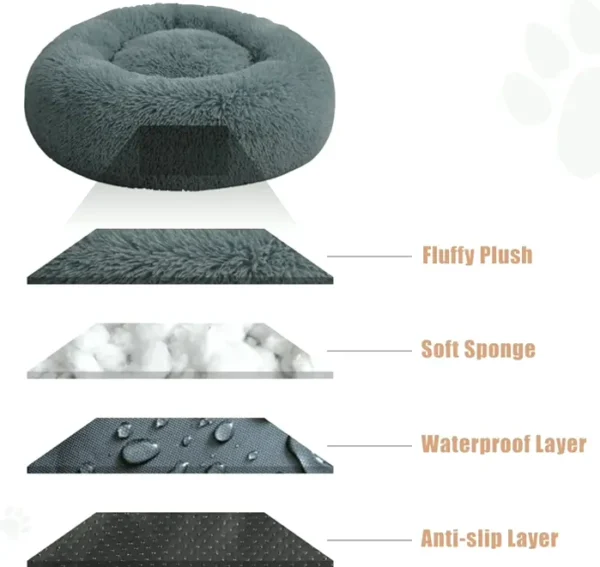 Comforting Dog Bed for Small Dogs and Cats, Removable Round Cat Cushion