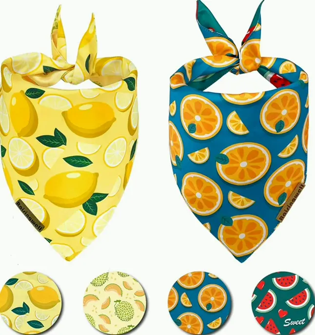 Adorable Fruit Dog Bibs, Two Bundle, Summer Design