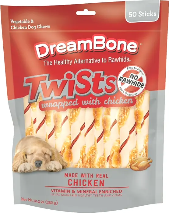 DreamBone Twist Chews - No Rawhide (Fifty Pieces)