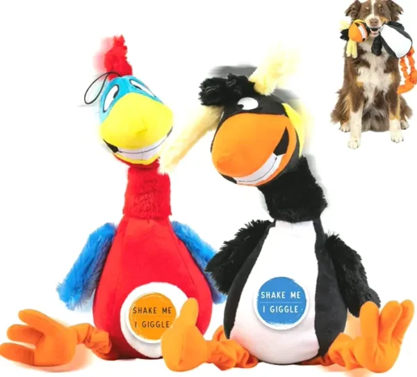 Animal Craft Laughing Puffin & Macaw Interactive Dog Playthings