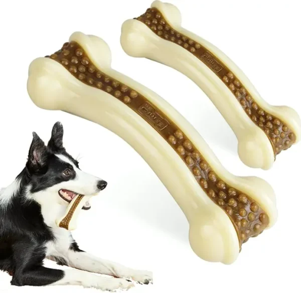 Dog Chew Bones for Aggressive Chewers Large Dogs, 2 Pack