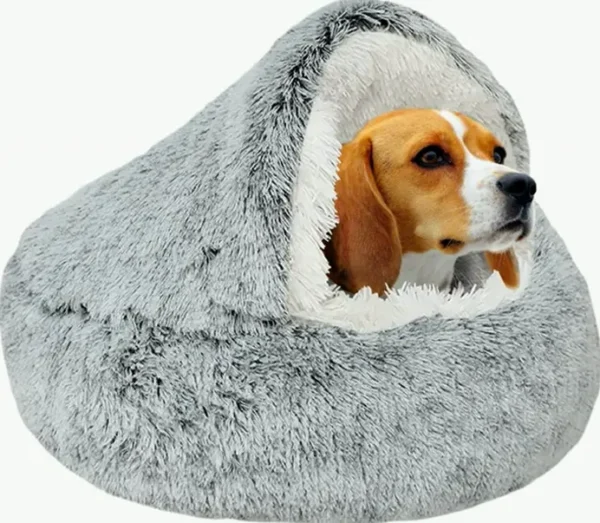 Small Canine Bed, Bagel Cuddler Nest Cozy Soft Imitation Fur Cleanable Mattress with Anti-Skid Base for Medium Small Puppies