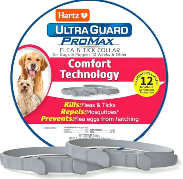 Hartz ProMax Tick Collar for Dogs - 12 Months Safety - 2 Pack