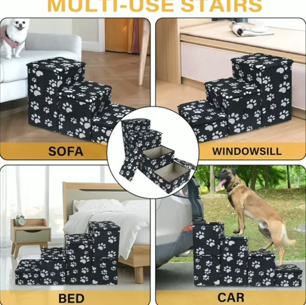 Pet Steps with Storage for Small and Large Dogs - Foldable, 21 Inch High