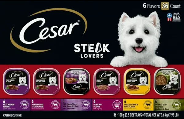 CESAR Adult Moist Dog Food Assortment - Steak Lovers