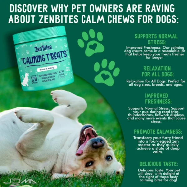 Natural Dog Calming Treats including Chamomile & Ginger Duck Flavor