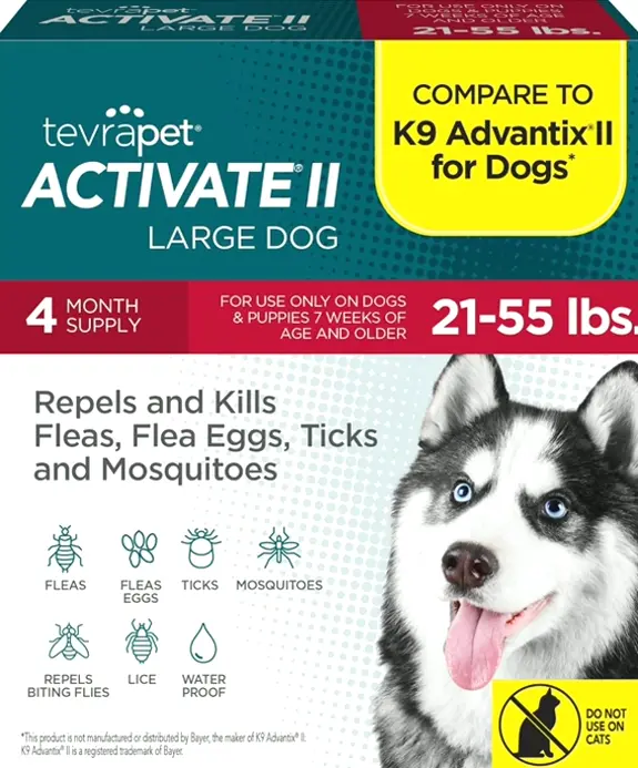 Activate II Flea & Parasite Prevention for Big Dogs 21-55 lbs, Four Month Protection