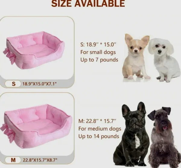 Cute Princess Dog Bed, Soft Bowknot Bed for Small Pets