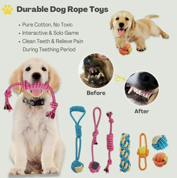 Puppy Teething Toys Set, Rope, Treat Balls, Squeaky Toys