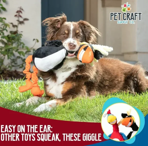 Animal Craft Laughing Puffin & Macaw Interactive Dog Playthings