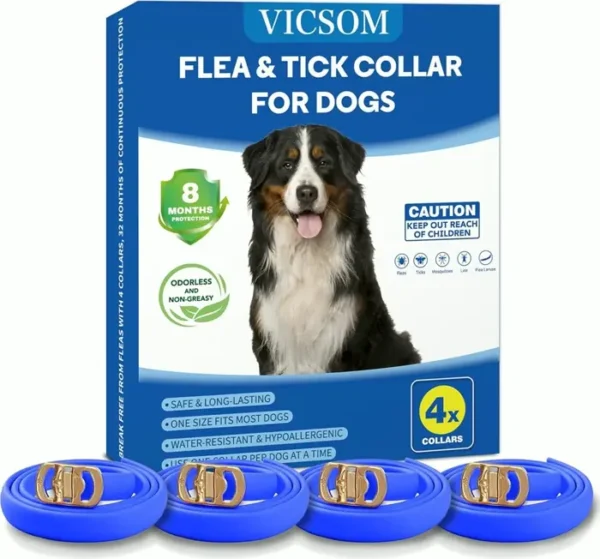 4-Pack Flea & Tick Collar Adjustable 8-Month Prevention