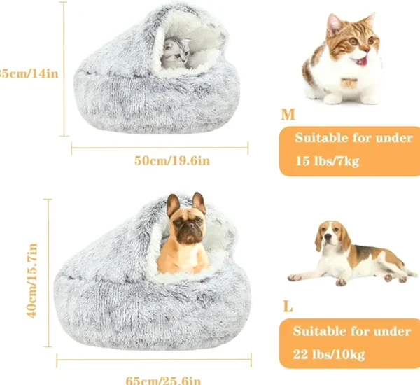 Small Canine Bed, Bagel Cuddler Nest Cozy Soft Imitation Fur Cleanable Mattress with Anti-Skid Base for Medium Small Puppies