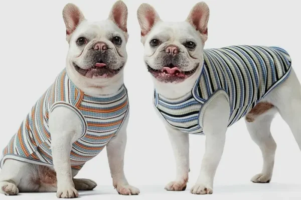 Pet Tees Tank Soft Striped T-Shirt Sleeve-free 2-Pack Tiny