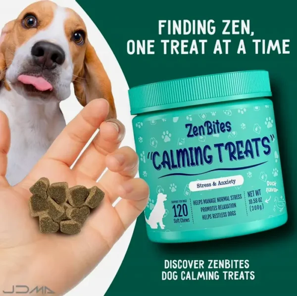 Natural Dog Calming Treats including Chamomile & Ginger Duck Flavor