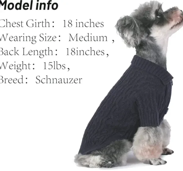 Knitted Dog Sweater Winter Coat Traditional Styled Dog Clothing Blue S