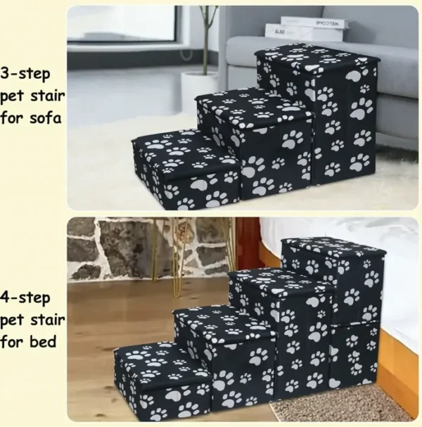 Pet Steps with Storage for Small and Large Dogs - Foldable, 21 Inch High