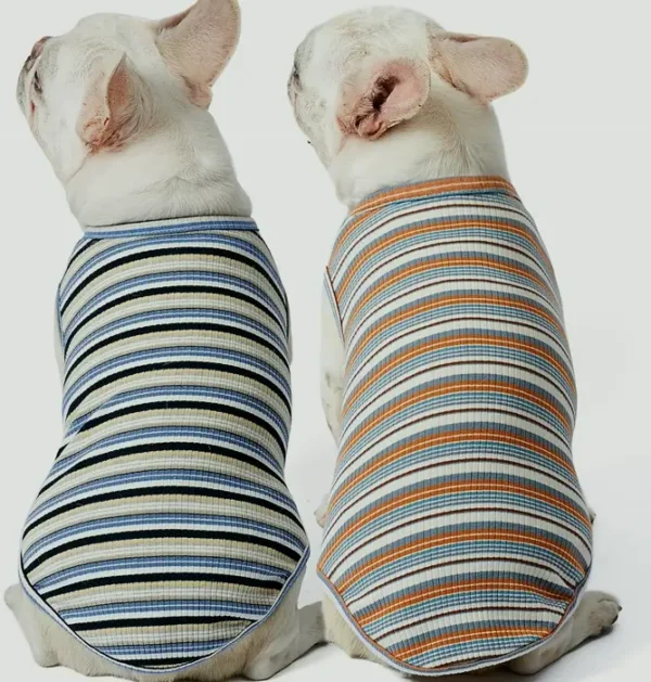 Pet Tees Tank Soft Striped T-Shirt Sleeve-free 2-Pack Tiny