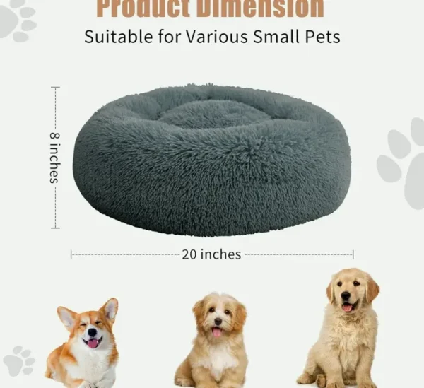 Comforting Dog Bed for Small Dogs and Cats, Removable Round Cat Cushion