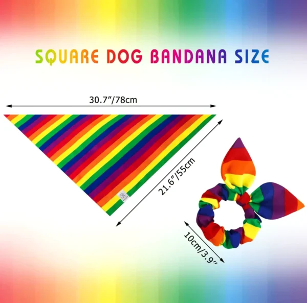 EClover Rainbow Dog Bandanas & Matching Scrunchie Set