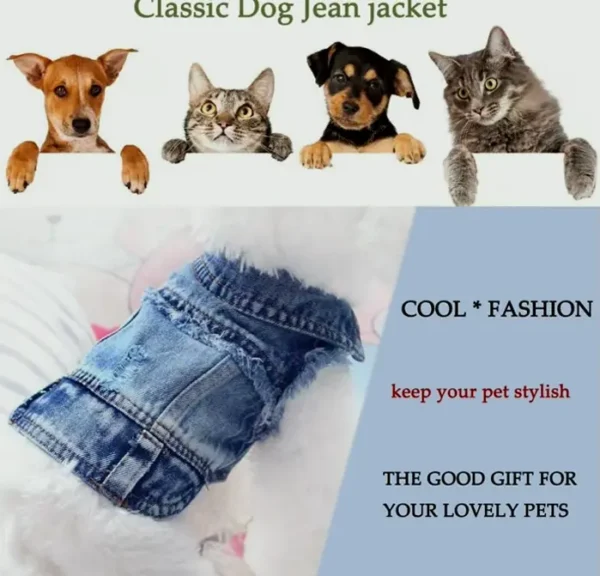 Cute Pet Denim Coat for Small Pets