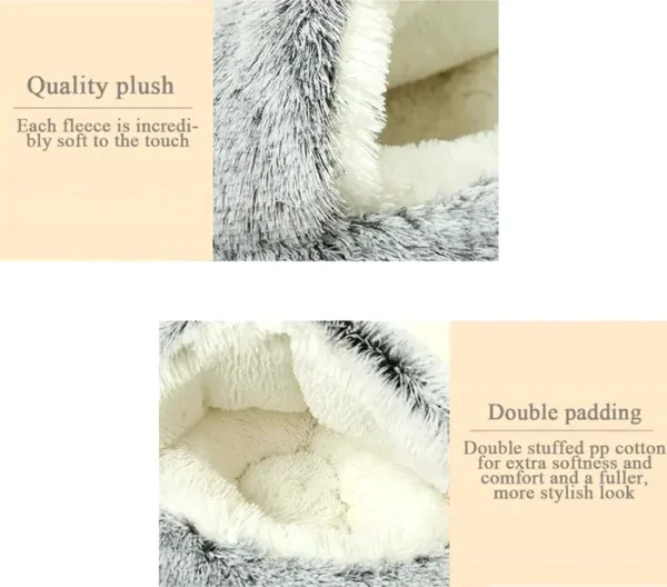 Small Canine Bed, Bagel Cuddler Nest Cozy Soft Imitation Fur Cleanable Mattress with Anti-Skid Base for Medium Small Puppies