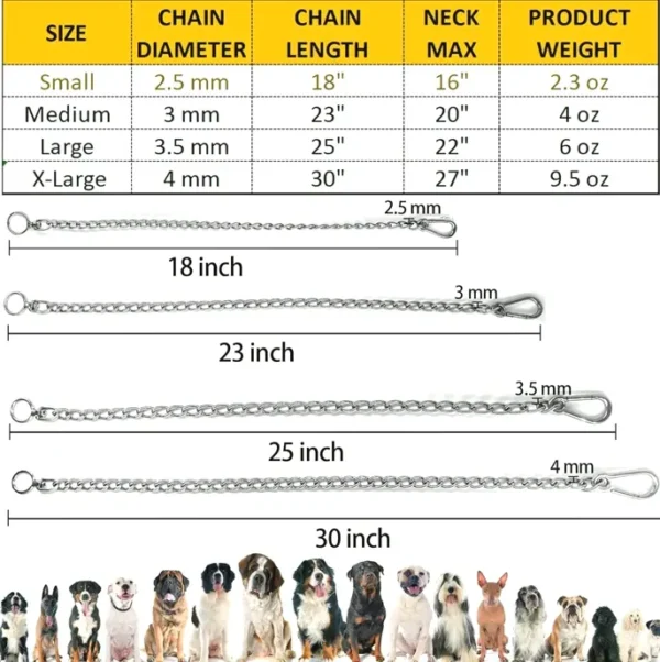 Dog Chain Necklace Metal Steel for Training